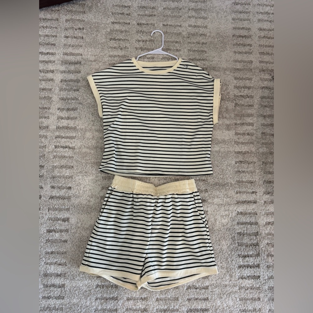 Striped Lounge Set - Black and White